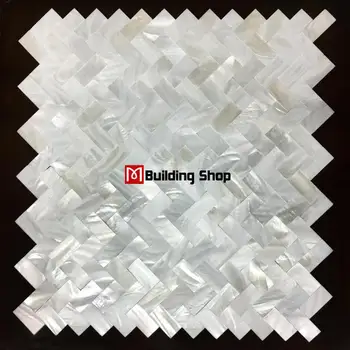Eglute Plytų Groutless perlamutru Plytelių Backsplash Seashell Mozaikos MOP124 White Shell Vonios Sienų apdailos Plytelės