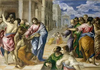 El Greco: Kristus gydo Aklas Žmogus tapybos drobė art Prints Sienos Meno Kambarį Miegamojo Puošimas