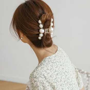 Elegantiškas, Didelis Perlas Plaukų Žnyplės Korėjos Stiliaus Mados Barrettes Plaukų Įrašą Staigius Geometrinis Moterų Plaukų Aksesuarai, Galvos Apdangalai, Hairgrip