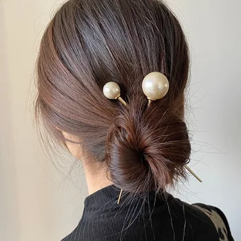 Elegantiškas Imitacija, Perlų Žavesio Staigius Geometic Ilgai Metalo Kamuolys Galvos Plaukų Stick Plaukų Bun Dekoro Moterų Galvos Apdangalai, Aksesuarai Dovanos