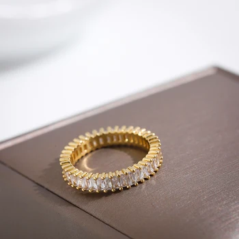 Elegantiškas Kristalų CZ Cirkonis Akmuo Žiedai Moterų Mados Aukso, Vario, Metalo Krūvas Piršto Sužadėtuvių Žiedas Vestuvių Juostoje Papuošalai