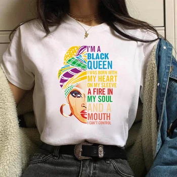 Esu Stipri Melanino Karalienė marškinėliai Moterims Drabužių Afrikos Juoda Mergaitė, Istorija Mėnesį Moterų marškinėliai Melanino Atsitiktinis Marškinėliai, Femme
