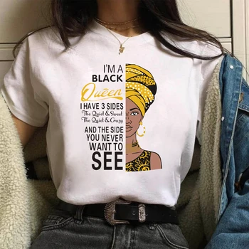 Esu Stipri Melanino Karalienė marškinėliai Moterims Drabužių Afrikos Juoda Mergaitė, Istorija Mėnesį Moterų marškinėliai Melanino Atsitiktinis Marškinėliai, Femme