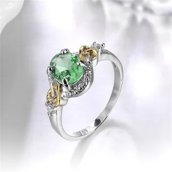 Europos Ir Amerikos Moterų Žalia Cirkonis Jubiliejų Žiedas Karka Žiedas Papuošalai Elegantiškas Ponios Priedai