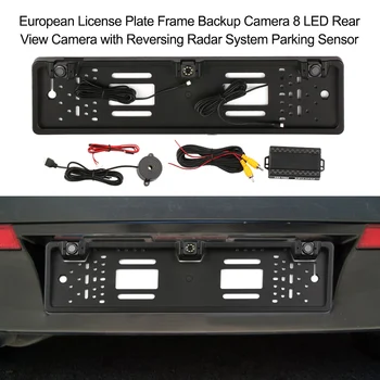 Europos Licenciją Plokštės Rėmas Atsarginė Kamera 12 LED Galinio vaizdo Kamera su Atbulinės eigos Sistema, Parkavimo Jutiklis Automobilių Reikmenys