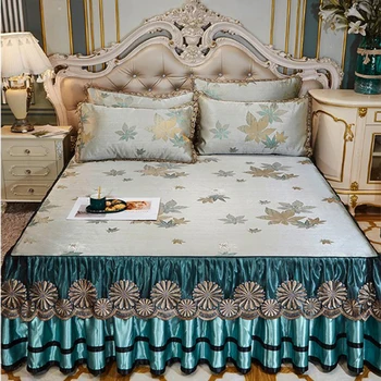 Europos žakardo stiliaus skirted ledo šilko lova kilimėlis lovatiesės vasarą oro kondicionavimo minkštas kietas mat 1.8 lova lapas kietas lova padengti