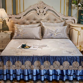 Europos žakardo stiliaus skirted ledo šilko lova kilimėlis lovatiesės vasarą oro kondicionavimo minkštas kietas mat 1.8 lova lapas kietas lova padengti