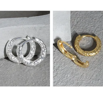F. I. N. S Korėjos Minimalistinė Geometrinių Ratas S925 Sterlingas Sidabro Ausų Sagtis Netolygus, Įgaubtas, Išgaubtas Maži Žiedai Ausies Fine Jewelry