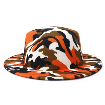 Fedoras camo fedora skrybėlę vyrų kepurės vasaros panama viršutinio dangtelio unisex skrybėlę Karinis spalva fedoras didelis kraštų skrybėlę bažnyčios skrybėlę šalis skrybėlę
