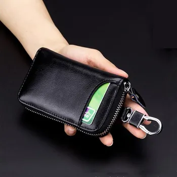 Fengdong automobilio raktas krepšys oda kortelės turėtojas organizatorius moterų šeimininkė, organizavo 6 žiedas keychain odos pagrindiniai maišas su užtrauktuku piniginės
