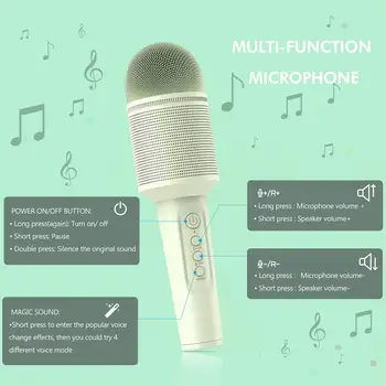 Fivtek karaoke, belaidžių mikrofonų, nešiojami delniniai garsiakalbis karaoke mašina su magija garso įrašymo funkcija, geriausia dovana