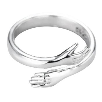 Flow Fashion Silver Love Hug Rings Fully Adjustable Jewelry Couple