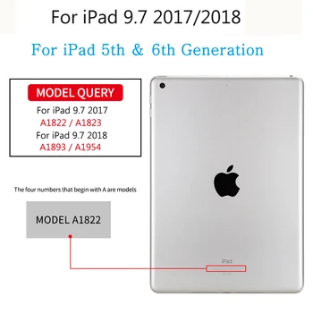 Funda Apple iPad 2017 2018 5-osios, 6-osios Kartos, 9.7 colių Tablet Atveju Stovo Laikiklį Apversti Coque Auto Smart Cover + Grūdintas Stiklas
