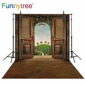 Funnytree fotografijos studija nuotrauka Cartoon Stebuklų durų pavasario fone medžio photozone photophone photocall šalis
