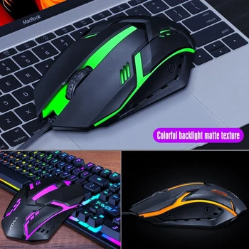 GamingKeyboard Ir Pelės Laidinė Klaviatūra ir Ergonomiška RGB Apšvietimu ir Klaviatūros rusijos Silent Gaming Pelės Rinkinys, Skirtas KOMPIUTERIUI laptopo