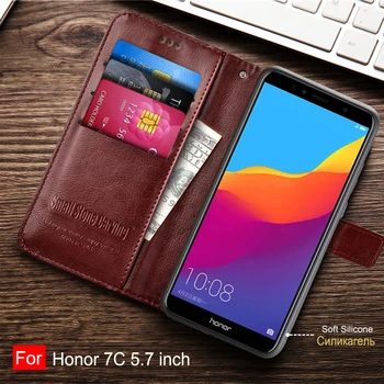 Garbės 7C Atveju Huawei Honor 7C AUM-L41 Atveju Magnetinio Flip Case for Huawei Honor 7C rusų kalba Padengti 5.7