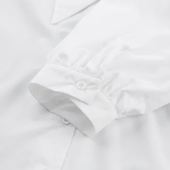 GCAROL Vasarą Moterys Balti Marškiniai Trys Ketvirtį Sluoksniuotos Rankovėmis 35% Medvilnės prancūzų Stiliaus Elegantiškas Prarasti Negabaritinių Viršų