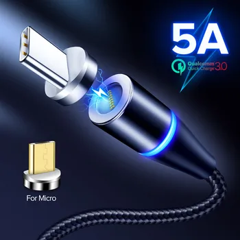 GETIHU 5A Apkrauna Magnetinio USB C Tipo Kabelis Greito Įkrovimo Magnetas USB-C LED Telefonų Įkroviklio Laidą 