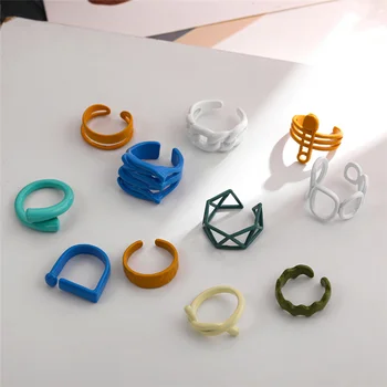 Goth Akrilo Dervos Žiedai Moterims Geometrinis Atidaryti Manžetai Žiedas Reguliuojamas Pirštų Žiedai Derliaus Moterų Papuošalai Bague Anillos