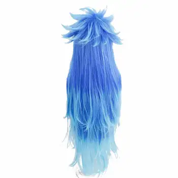 Greitas Pristatymas 120cm Susukti Stebuklų Idia Gaubtų Cosplay Kostiumų Perukas Ilgai Blue Gradient Garbanotas Plaukų Helovinas žmonių plaukų perukas