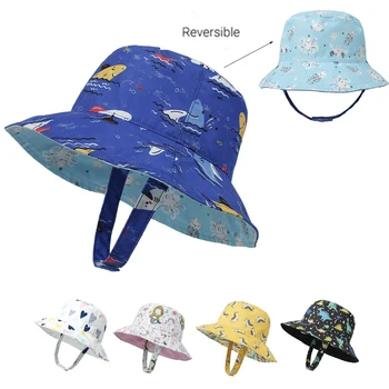Grįžtamasis Vasarą Kūdikis Paplūdimio Skrybėlę Vaikai Kibiro Kepurę Naujagimių Bžūp Animacinių filmų Ainmal Modelį, Vaikai Žvejo Kepurė 1 Vnt Kūdikių Mergaitės Berniukai