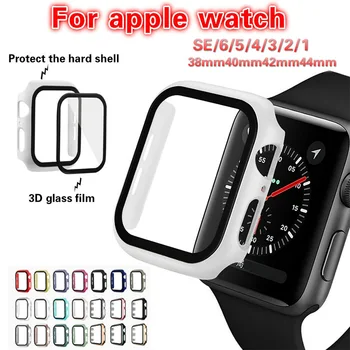 Grūdintas Stiklas + Laikrodžių Atveju, Screen Protector for Apple Laikrodžių Atveju, 44mm, 40mm, 42mm ir 38mm, už Iwatch SE 6, 5, 4, 3, 2, 1