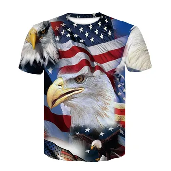 Gyvūnų marškinėliai 3d erelis Amerikos vėliava spausdinti vasaros marškinėliai vyrų, moterų plius dydis marškinėliai vyrų Camiseta Dropship