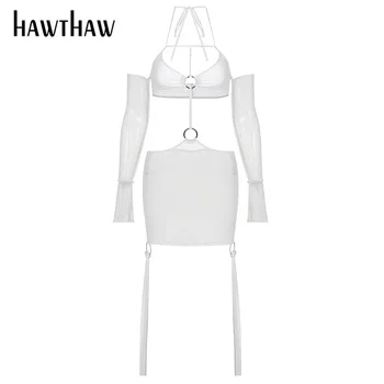Hawthaw Moterys Vasarą Seksualus Apynasrio Tuščiaviduriai Iš Klubo Backless Soild Spalvos Paketą Klubo Mini Suknelė 2021 Moterų Drabužių Streetwear