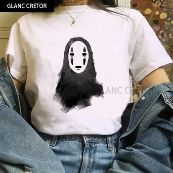 Hayao Miyazaki ir Chihiro T-shirt animacinių filmų tee Totoro Harajuku Ulzzang T-shirt Studio Ghibli Kawaii atspausdintas T-shirt