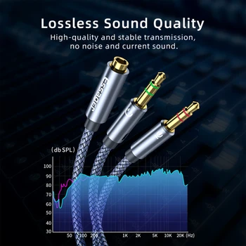 Headphone Splitter Cable 3.5 mm Y Audio jungtis Splitter 3.5 mm Male Uosto 3.5 mm Female Splitter AUX 3.5 Jack ilgiklis