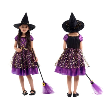 Helovinas Kostiumas Vaikams, Kūdikių Mergaitės Vaikų Vampyras Ragana Su Šluota Cosplay Kostiumų Karnavalas Šalies Princesė Fancy Dress Up