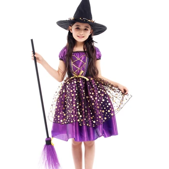 Helovinas Kostiumas Vaikams, Kūdikių Mergaitės Vaikų Vampyras Ragana Su Šluota Cosplay Kostiumų Karnavalas Šalies Princesė Fancy Dress Up