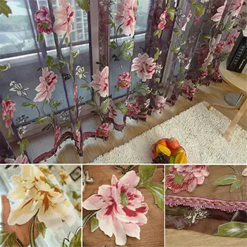 High-end Namų Tekstilės Gėlių Aplikacija Kinijos Audinys, Tiulis Vien 3D Lango Užuolaidėlė Prabanga Langą Valance už Kambarį