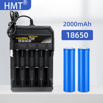 HMT didelės talpos, visiškai naujas originalus, 3,7 v 2000mah 18650 ličio įkraunama baterija, žibintuvėlis + greitas pristatymas
