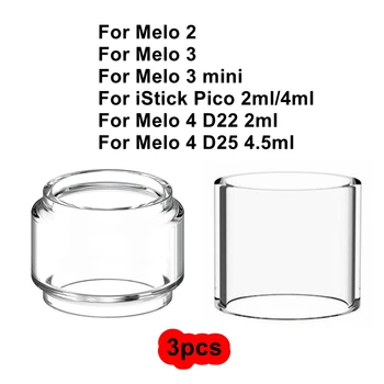 Hongxingjia 3PCS Pack Pyrex Stiklo Vamzdelis Bake Eleaf Melo 2 / Melo 3 Istick Pico Mini/ Melo 4 D22(22mm) D25(25mm) 2ml 4.5 ml