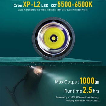 IPX8 Vandeniui Nardymo Žibintuvėlis Profesinės povandeninės medžioklės ŠVIESOS Super Ryškus Led Lempos 21700 Liion Baterija XTAR DS1 Žibintuvėlis