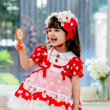 Ispanijos Lolita Dress Vaikų Mergaitė Raudona Nėrinių Princesė Kamuolys Chalatai, Kostiumai Mergaitėms Boutique Vestuvių, Gimtadienio Ramadn Suknelės