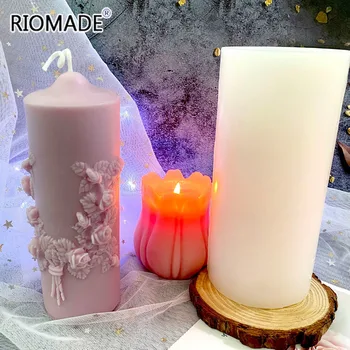 Iškirpti Cilindro Formos Žvakė Silikono Formų Europos Stilius, Stilingi Retro Raižyti Magijos Ritualas Aromaterapija Rankų Formavimo Pelėsių