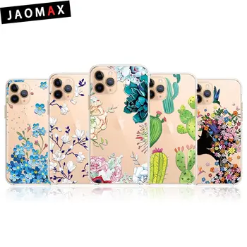 Jaomax Drugelis Gėlių Telefono dėklas Skirtas iPhone 11 Pro XR XS Max 6s 7 8 Plius 5s Skaidrus, Minkštos Silikono Padengti Atvejais