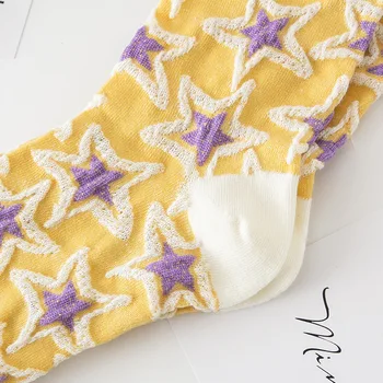 Japonija Harajuku mada moteris kūrybos kojinės juokinga trimatis žvaigždžių saldus moteris kojinės naujovė meno retro dizainas ponios kojinių