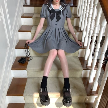 Japonijos Akademinės Sailor Apykaklės Mergaitės Sijonas 2020 Metų Vasaros Naująją Vakarų Lankas Hipster Suknelė Moterims saldus Lolita suknelė princesė