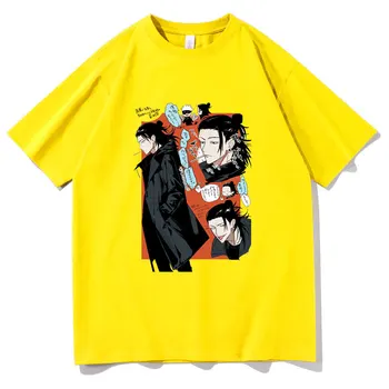 Japonijos Anime Džiudžiutsu Kaisen T-shirt Juokinga Geto Suguru Spausdinti trumpomis Rankovėmis Vyrams, Moterims Korėja Mados Crewneck Marškinėliai Atsitiktinis Marškinėlius