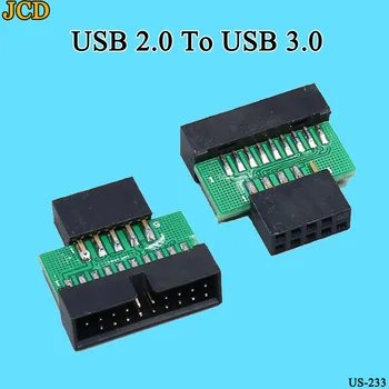 JCD USB3.0 19 20 PIN pin moterį, USB2.0 9 pin male adapter USB 3.0 19/20Pin USB 2.0 9PIN konverteris adapteris Važiuoklės Priekyje