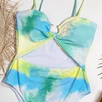 JESSIC 2021 Naujus moteriškus vientisas maudymosi kostiumėlis Vamzdžio Viršaus Tuščiaviduriai Asmenybės vientisas tie dažai Bikini maudymosi kostiumėlį