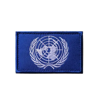 Jungtinių Tautų ES Ženklelis Siuvinėjimo Velcro Taktinis Pleistrai JT Antspaudas Lauko Maišelis Audinio Raištį Kariuomenės Karinių Hook&Loop Lipdukai