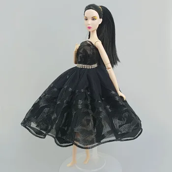 Juodos Balerinos Suknelė Barbie Lėlės Komplektus Drabužių 1/6 Lėlės Priedai kalnų krištolas 3 sluoksnių Sijonas Kamuolys Šalis Suknelė Vaikas Žaislai