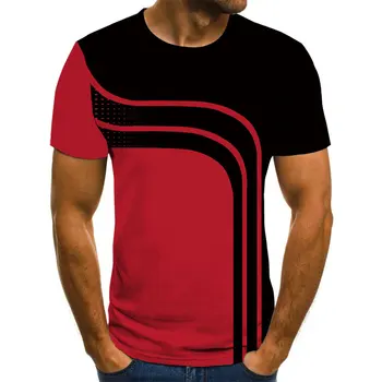Juodos spalvos sportiniai marškinėliai gatvės stiliaus vyriški T-shirt 3D spausdinimo Harajuku geometrinis trumpas rankovėmis plius dydis laisvi marškinėliai viršų