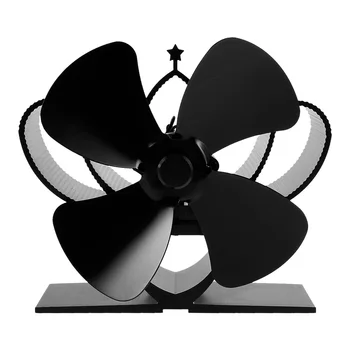 Juodos spalvos Viryklė Ventiliatorius 4 Ašmenys Židinys Ventiliatorius, Šilumos energija Varomas Medienos Degiklis Eco-friendly Tylus Ventiliatorius Namų Efektyviai Šildomos Paskirstymo Ventiliatorius