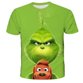 Juokingas Filmas Kalėdų Žalia Grinch 3D Print T-marškinėliai Berniukams, ir Mergaitėms, O-kaklo Vaikams Laisvalaikio Tees Viršūnes trumpomis rankovėmis T-shirt