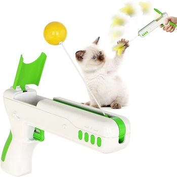 Juokingas Interaktyvus Kačių Žaislai Su Plunksnų Kamuolys Cat Stick Pavasario Šaudymo Ginklą Kačiukas, Šuniukas Katės Šunys Antistress Mokymo Reikmenys